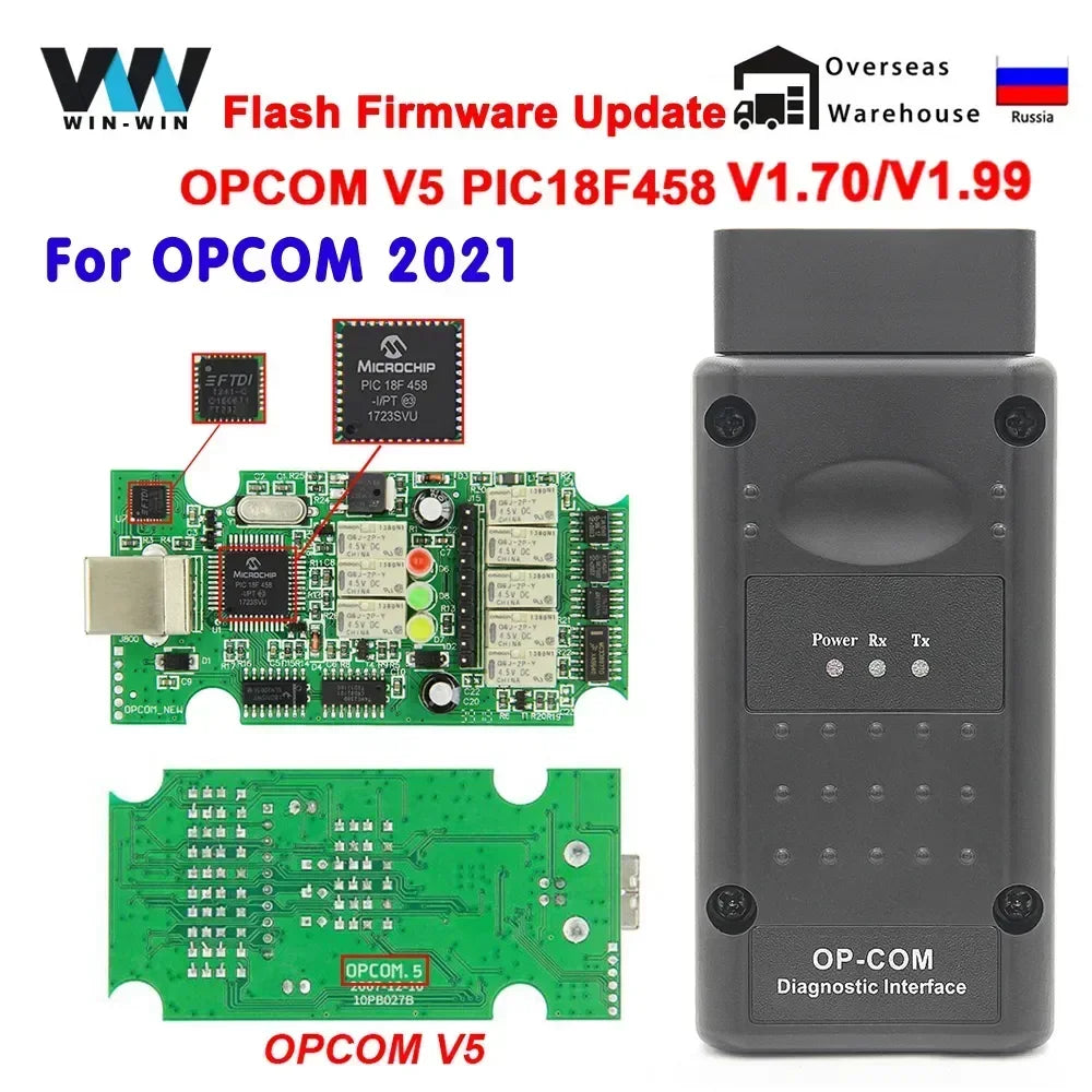 OPCOM V5 para Opel 2021 OP COM 1.70 actualización de firmware flash Cable de diagnóstico de coche OP-COM PIC18F458 CAN BUS OBD 2 OBD2 Herramientas automáticas