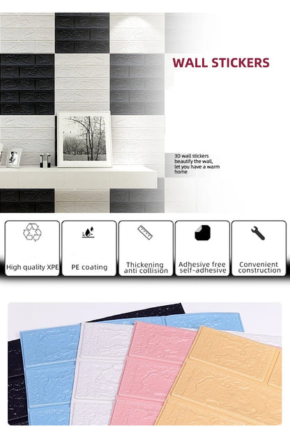 DIY 3D Wall Sticker Wallpaper Roll Self Adhesive Foam Brick Soft Kitchen Room Wall Decor Wall Panels Background Wall Decoration