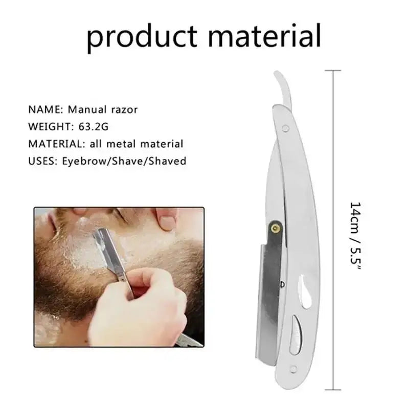 Men Professional Barber Razor Manual Shaver Straight Edge Stainless Steel Shaver Folding Shaving Shave With Blade