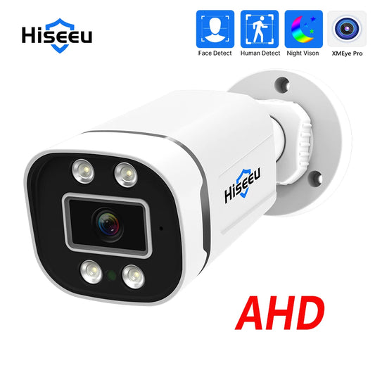 Cámara tipo bala AHD 1080P de Hiseeu para exteriores, seguridad, impermeable, detección de movimiento, cámara CCTV analógica de 2 MP, visión nocturna por infrarrojos de 20 m, XMeye