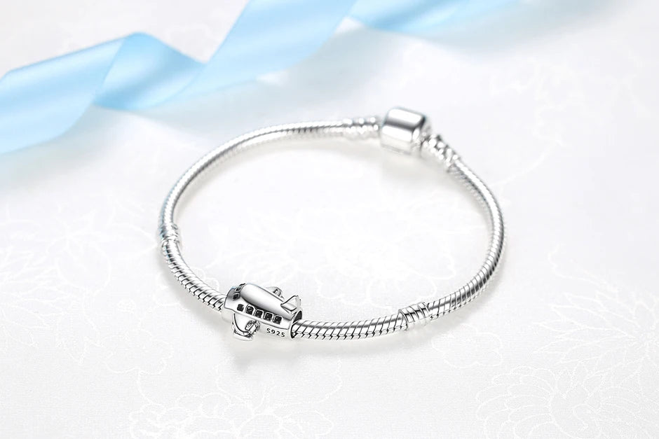 Abalorio original de plata de ley 925 con forma de maleta, autobús, cámara, viaje a Londres, París, compatible con pulseras de la marca Pan, joyería artesanal para mujer