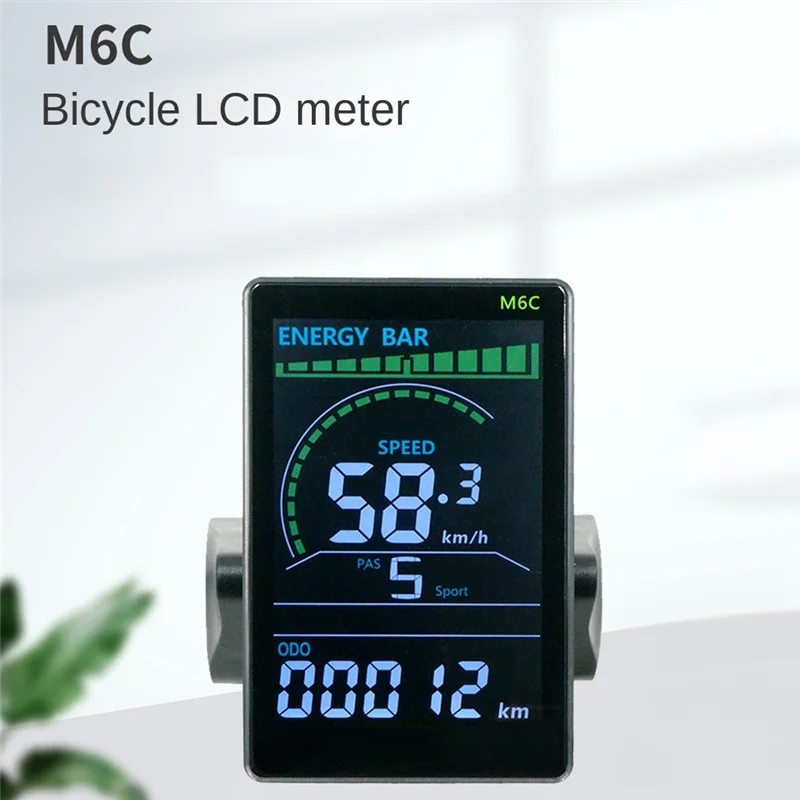 M6C Electric Bike LCD Display Meter 24V-60V E Scooter LCD Panel Color Screen with USB for Mountain Electric Bike(5PIN)