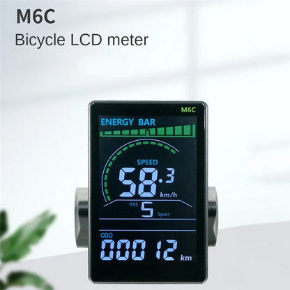 Pantalla LCD para bicicleta eléctrica M6C, medidor de 24 V-60 V, panel LCD a color con USB para bicicleta eléctrica de montaña (5 pines)