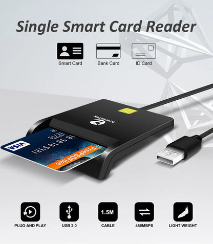 Zoweetek USB ID Smart Card Reader Electronic DNI Reader for ISO 7816 EMV IC DNIE Chip DNI Smart Card ZW-12026-1