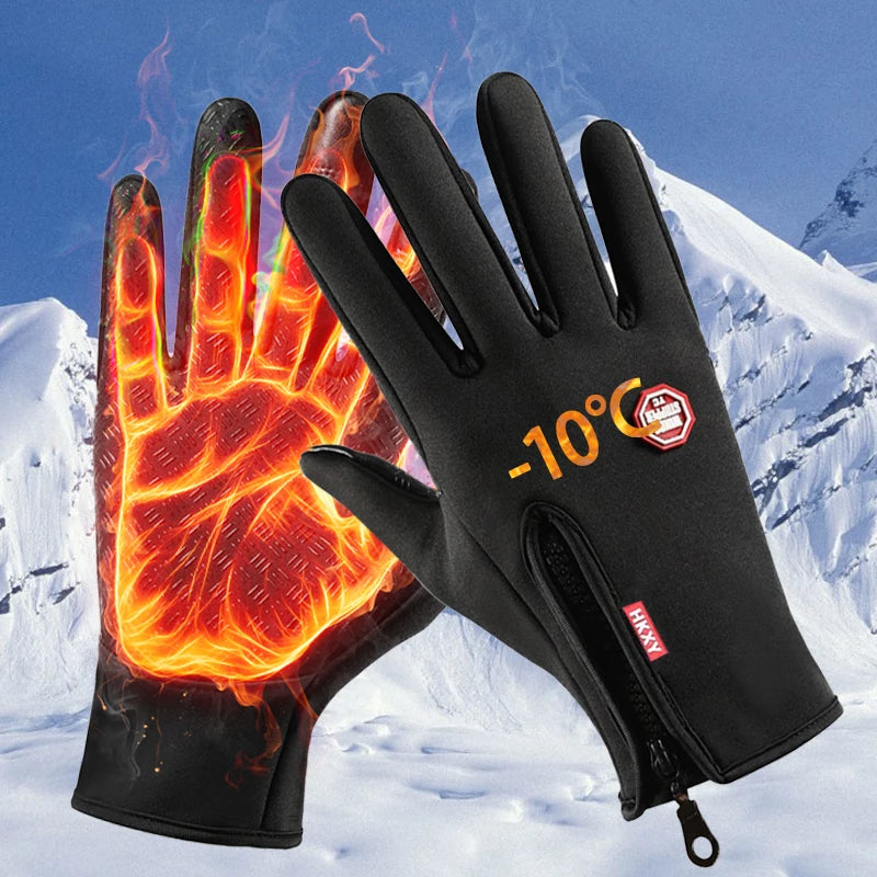 Guantes cálidos de invierno para hombres y mujeres, impermeables y agradables para la piel, con pantalla táctil, adecuados para ciclismo y esquí