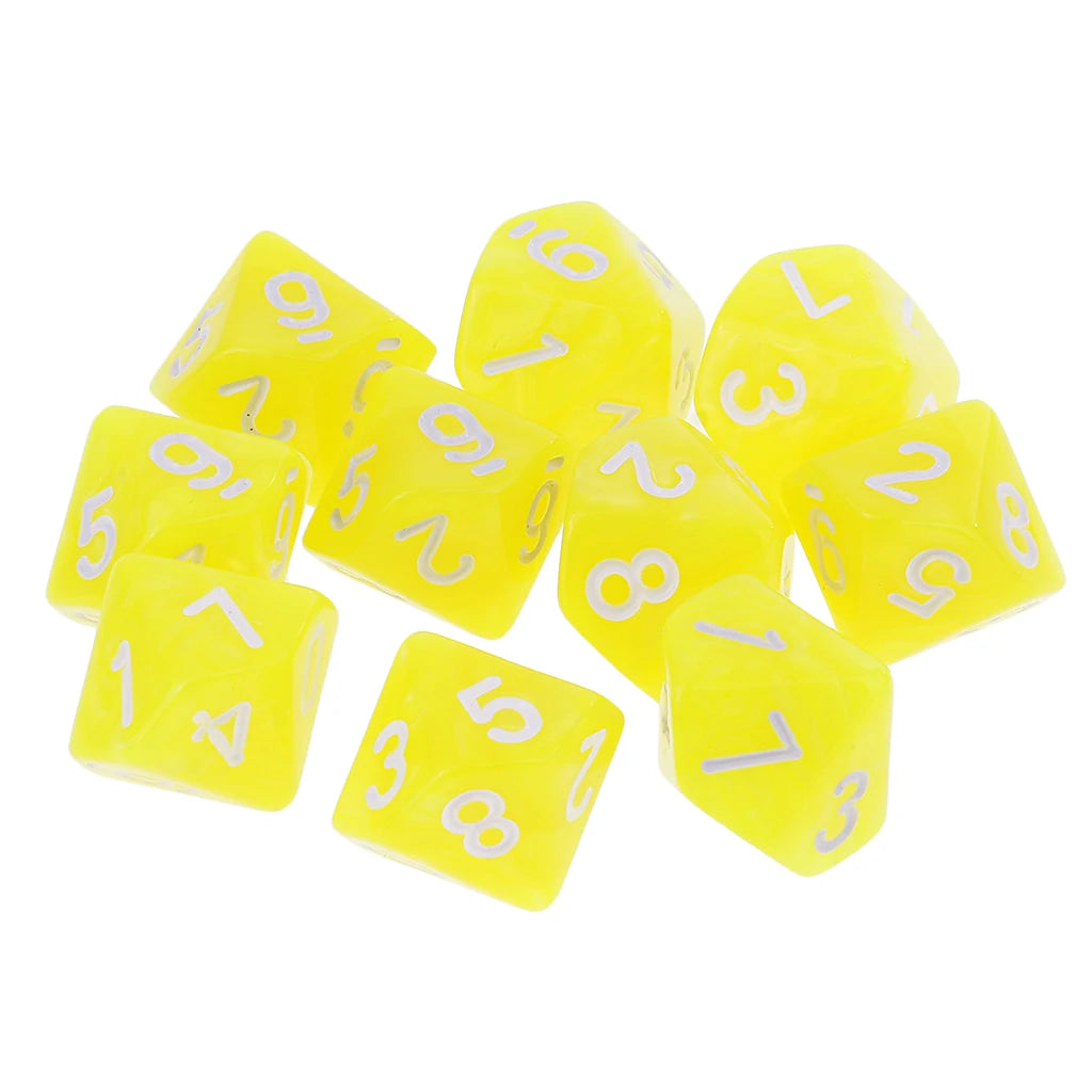 10 dados poliédricos de 10 caras D10 D8 para juegos de rol de 16 mm, dados familiares