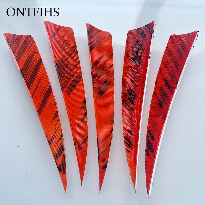 25 Pcs 4 Inch Hunting Arrow Feather Shield Cut Archery Real Turkey Cut Fetches Feathers for Arrows DIY