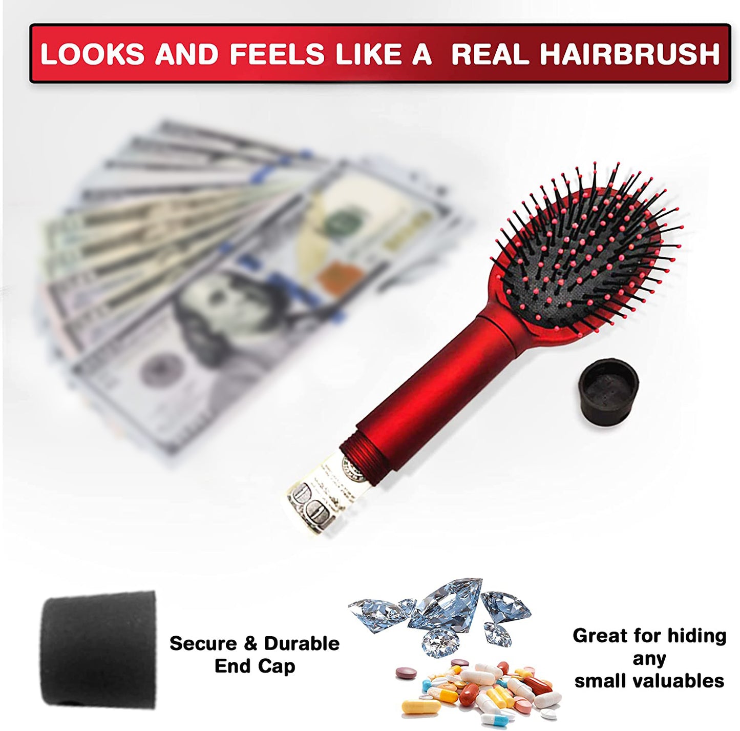 Hair Comb Secret Stash Hidden Safe Diversion Brush Key Safe Box Hiding Diamond Jewelry Storage Discreet Secret Removable Lid