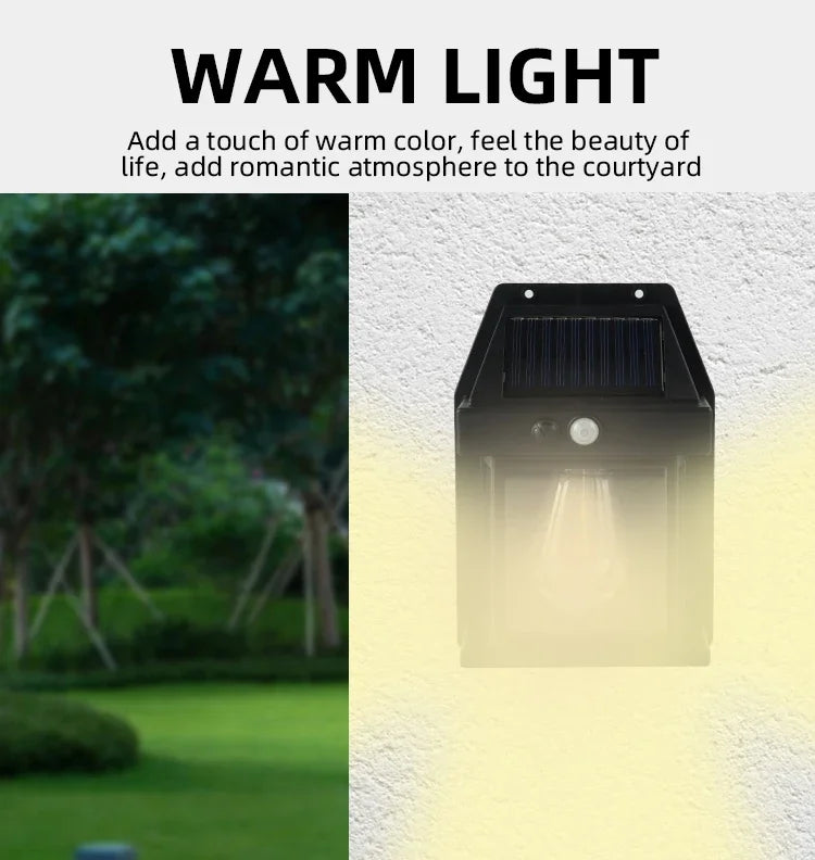 Outdoor Solar Wall Lamp Waterproof Tungsten Filament Lamp Induction Lamp Household Garden Wall Light Villa Lighting Night Light