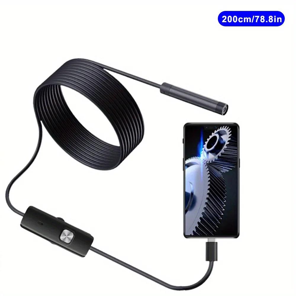 Sewer Industrial Endoscope Flexible Snake Mini Camera Automotive Borescope Piping Endoscopy Type C for Android 7mm Waterproof