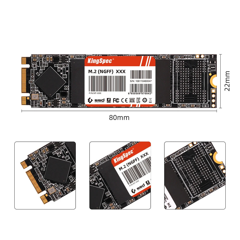 KingSpec M.2 SSD NGFF 128 GB 256 GB 512 GB 1 TB 2 TB M2 SATA SSD 2280 SATA3 6 Gb Disco duro interno de estado sólido para computadora portátil