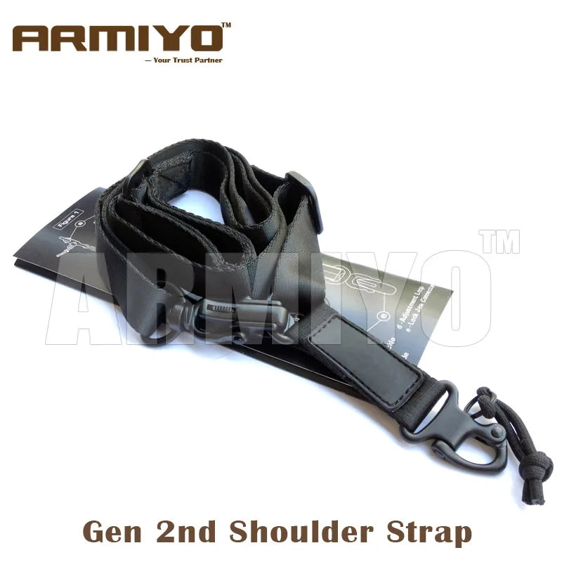 Armiyo Tactical Mission S3 2 Point Adjustable Shoulder Strap Gun Sling Nylon Belt Plastic Clip Mount Airsoft Hunting Accessories