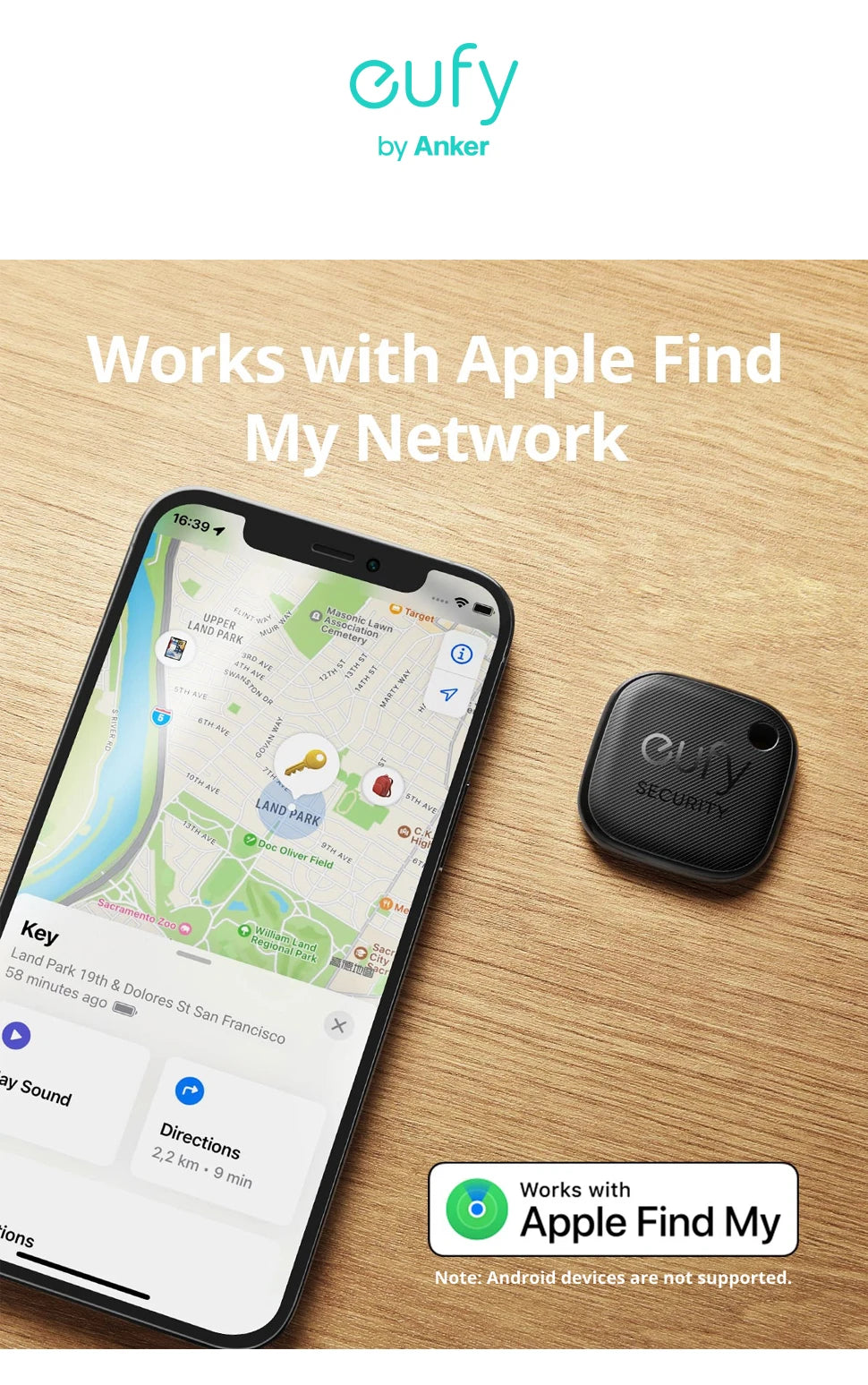 eufy Security SmartTrack Link Works With Apple Find My Key Finder Bluetooth Tracker Tag For Earbuds & Luggage Phone Finder IOS