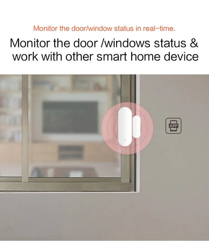 Tuya Smart WiFi Door Sensor Smart Home Open Close Detector Smartlife App Control Notification Compatible with Alexa Google Home