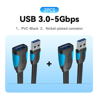 Cable USB a USB Vention Cable de extensión USB 3.0 2.0 macho a hembra Cable de datos USB 3.0 para Smart TV PC SSD Cable extensor USB 2.0