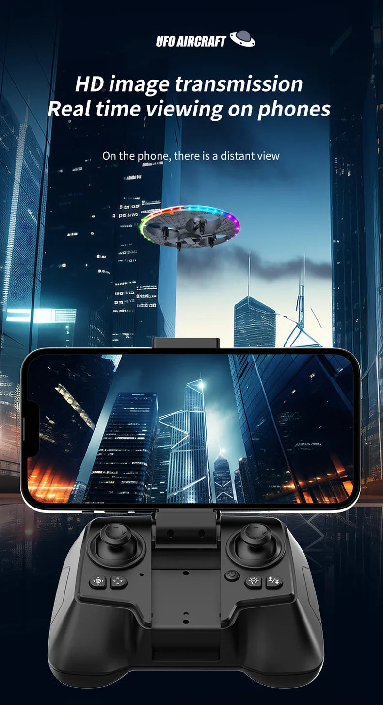 For Xiaomi Obstacle Avoidance Remote Control Dazzling Alien UFO Lighting Controllable HD Camera Toy Aircraft