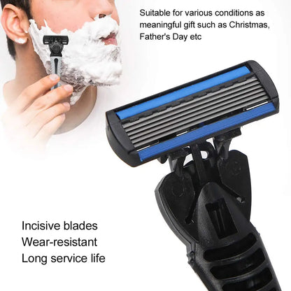 6-Layer Razor Head Manual Shaver , Stainless Steel Classic Double Edge Blade Razor Safety Shaving Beard Moustache Manual Shaver