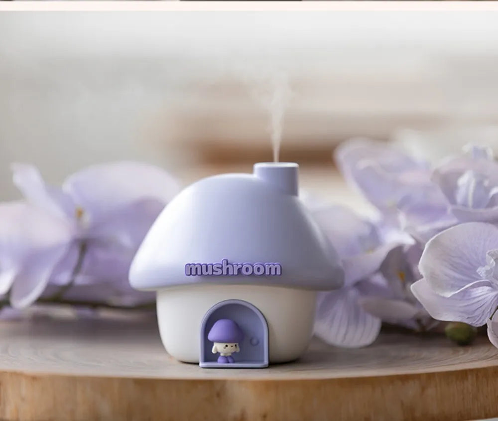 Mushroom House Humidifiers Home Mini Essential Oils Aromatherapy Diffuser Cute Mushroom Doll with Clourful Ambient Night Lights