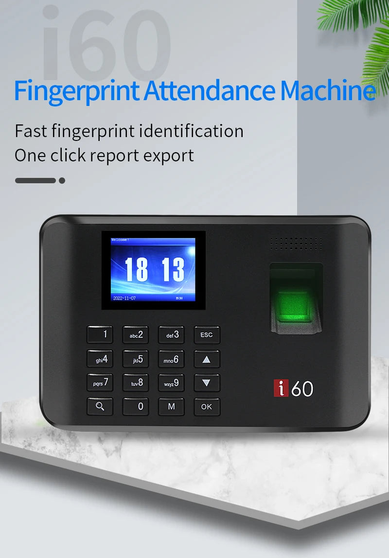 Biometric Attendance System USB Fingerprint Exit Record Recorder Reader Time Clock in Employees Date Machine Electronic Device