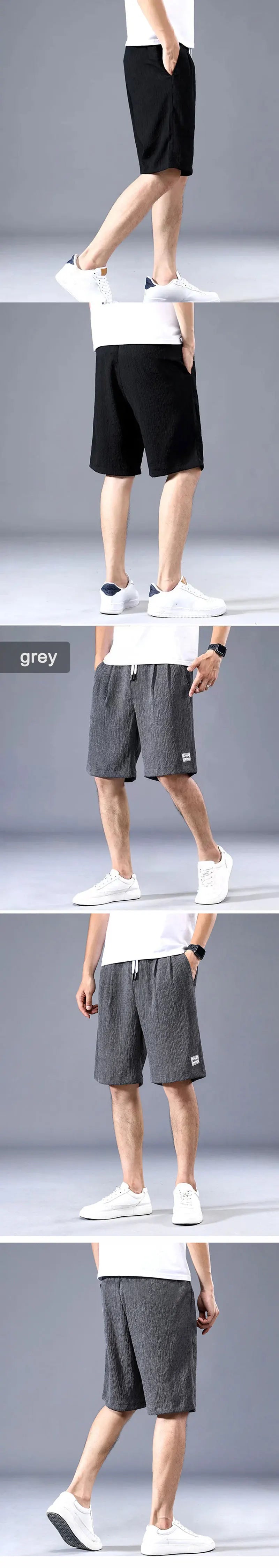 Lce Silk Shorts Men's Thin Sports Cropped Pants Loose Straight Leg Cool Breathable New Fashion Trend Casual XL-XXXL