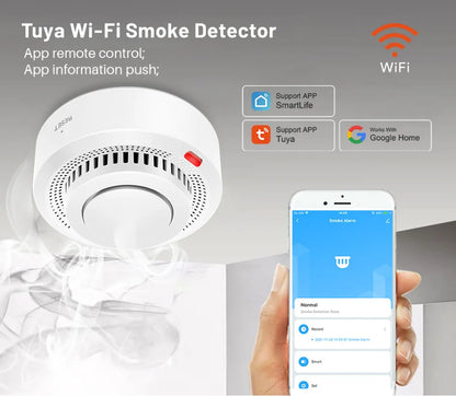 Alarma de humo WiFi Tuya Detector de humo de protección contra incendios Casa de humo Alarma contra incendios combinada Sistema de seguridad para el hogar Bomberos