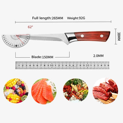 Cuchillo deshuesador de cocina de 6 pulgadas para cortar carne Cuchillo para pelar frutas de acero inoxidable Cuchillo para cortar carne de cerdo, ternera y oveja Suministros de cocina