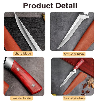 Cuchillo deshuesador de cocina de 6 pulgadas para cortar carne Cuchillo para pelar frutas de acero inoxidable Cuchillo para cortar carne de cerdo, ternera y oveja Suministros de cocina