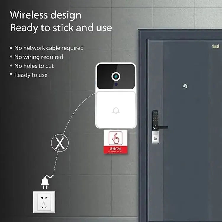 Timbre de puerta con cámara y video WIFI, inalámbrico, visión nocturna, seguridad para el hogar inteligente, timbre de puerta HD, intercomunicador bidireccional con cambio de voz para el hogar