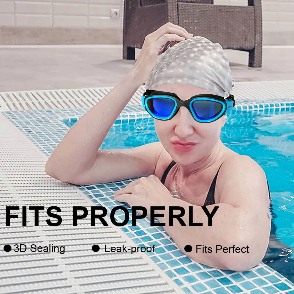 Gafas de natación profesionales antivaho para adultos, con protección UV, para hombres y mujeres, de silicona, ajustables e impermeables, para nadar en la piscina