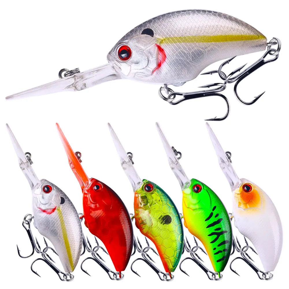 HENGJIA 13G 9CM Fishing Lures Rock Crank Bait Crankbait Minnow  Bass Treble Hooks Swim Hard Lure Baits Wobbler Long Big Tongue