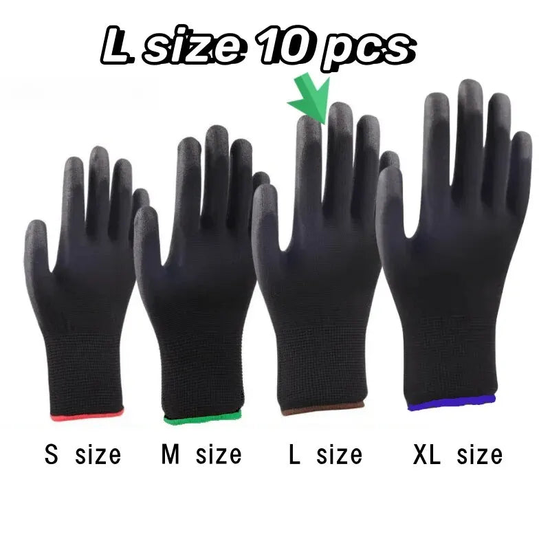 10 pares de guantes de seguridad duraderos: antideslizantes, resistentes al desgaste, con protección ESD para jardinería y carpintería