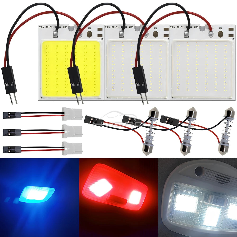 Bombillas LED blancas y rojas T10 W5w Cob 24SMD 36SMD 48SMD para panel de matrícula de coche, luces de lectura para interior de coche, luz de festón para maletero