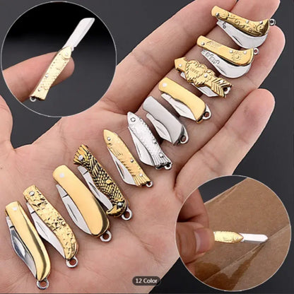 Mini Brass Folding Knife Sharp Delicate Knife Gift Outdoor Carry Key Chain Pendant Pocket Knife Self-defence Delivery Tools