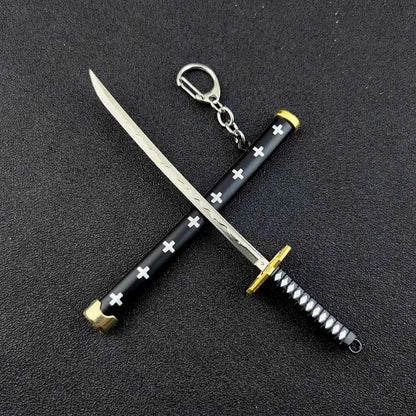 Mini Roronoa Zoro Samurai Sword Keychain Anime  Plastics Scabbard Key Chain Ring Katana Buckle for Men Cosplay Toy Jewelry Gift