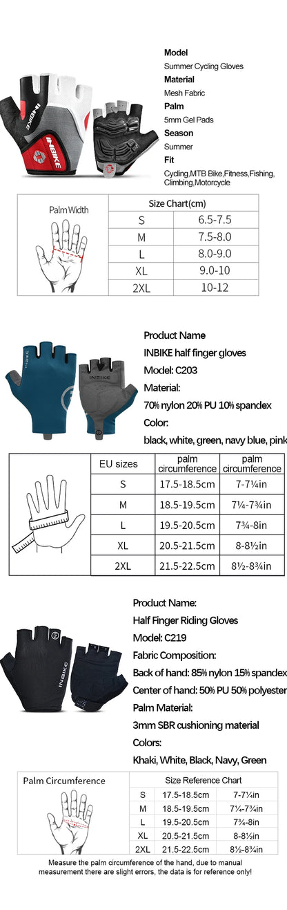 INBIKE Shockproof GEL Pad Cycling Gloves Half Finger Sport Gloves Men Women Summer Bicycle Gym Fitness Gloves MTB Gloves IF239