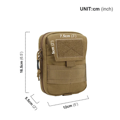 Riñonera táctica EDC Molle, bolsa multiusos, multifunción, con doble cremallera, bolsa para herramientas de caza