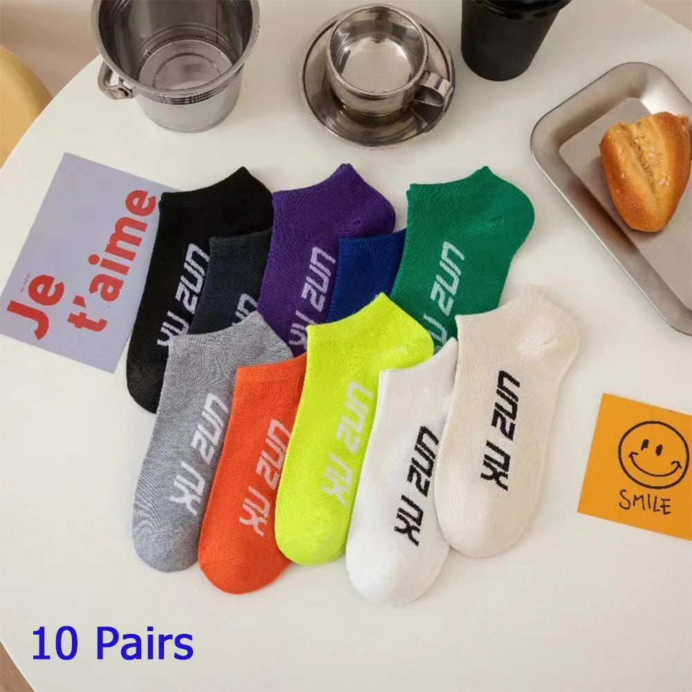 8 Pairs Women/Men Boat Socks Invisible Low Cut Silicone Non-slip Summer No-show Ankle Socks Solid Color Casual Breathable