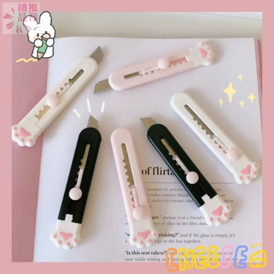 Kawaii Mini Pocket Cat Paw Art Utility Knife Express Box Knife Paper Cutter Craft Wrapping Refillable Blade Stationery Big sale