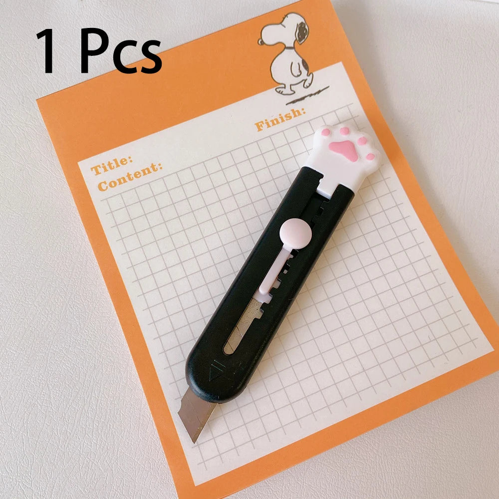 Kawaii Mini Pocket Cat Paw Art Utility Knife Express Box Knife Paper Cutter Craft Wrapping Refillable Blade Stationery Big sale