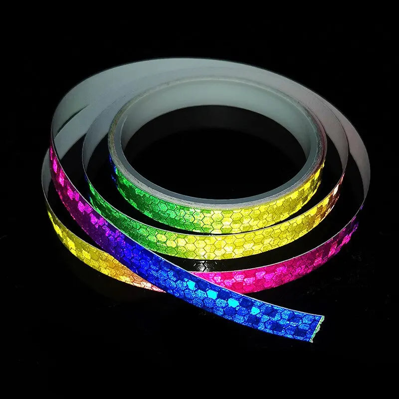 Cinta reflectante fluorescente para bicicleta de montaña, 1 cm x 8 m, para casco de bicicleta, motocicleta y scooter