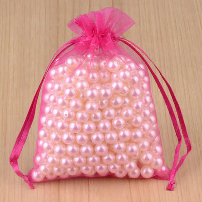 100 piezas 24 colores bolsa de embalaje de joyería 5*7 7*9 9*12 10*15 cm bolsas de organza almacenamiento de regalo bolsas de cordón de boda al por mayor