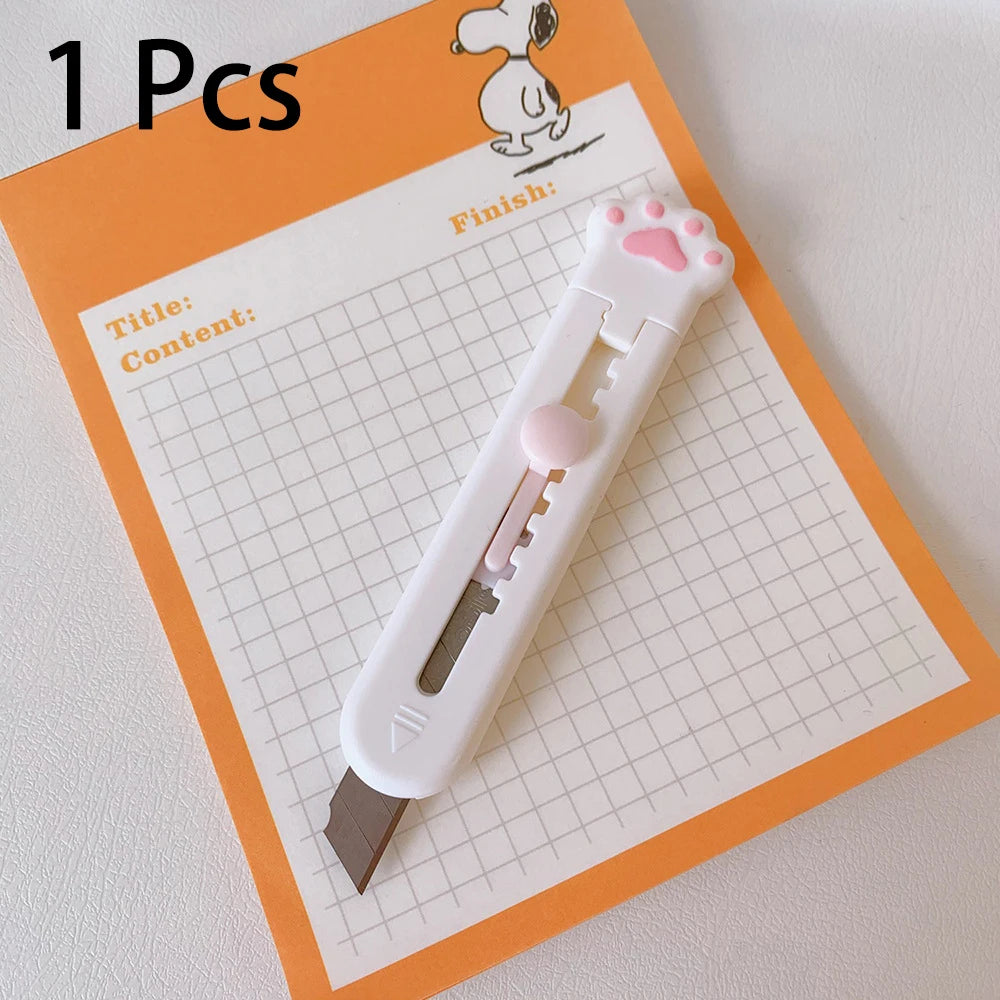 Kawaii Mini Pocket Cat Paw Art Utility Knife Express Box Knife Paper Cutter Craft Wrapping Refillable Blade Stationery Big sale