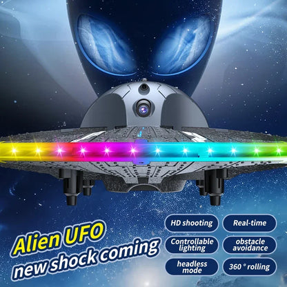 For Xiaomi Obstacle Avoidance Remote Control Dazzling Alien UFO Lighting Controllable HD Camera Toy Aircraft