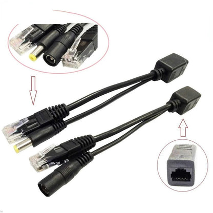 1 par de cables POE, cable adaptador pasivo de alimentación a través de Ethernet, divisor POE, módulo de fuente de alimentación de inyector RJ45 de 12-48 V para cámara IP