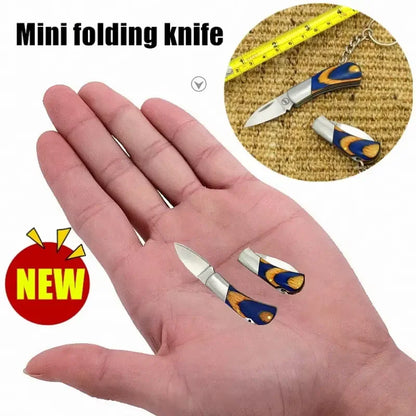 EDC Camping Pocket Knife Wooden Handle Folding Knife , Mini Keychain Knife, Stainless Steel Knife, Perfect For Fishing Outdoors