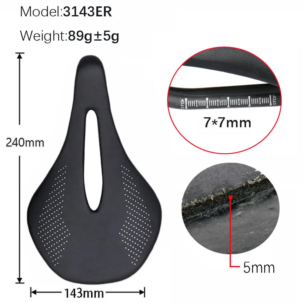 ELITA ONE MTB/Road Bike Saddle 240*143mm Carbon Fiber Super Light Leather 96g