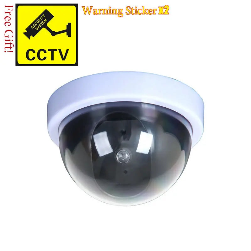 Cámara ficticia de CCTV con domo de plástico negro creativo, cámara falsa con luces LED intermitentes, alimentación mediante batería AA, sistema de seguridad de vigilancia