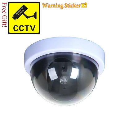 Cámara ficticia de CCTV con domo de plástico negro creativo, cámara falsa con luces LED intermitentes, alimentación mediante batería AA, sistema de seguridad de vigilancia