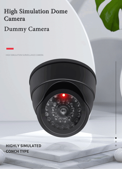 Cámara ficticia de CCTV con domo de plástico negro creativo, cámara falsa con luces LED intermitentes, alimentación mediante batería AA, sistema de seguridad de vigilancia