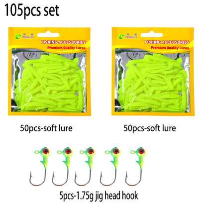 Hengjia 50pcs/Lot 4.5CM Small Soft Worm Swimbait T Tail Silicone Bait Wobbler Fishing Tackle for Carp Bass Pike